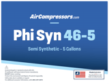 Thumbnail of Phi Syn 46 5 gallons semi synthetic air compressor oil product label